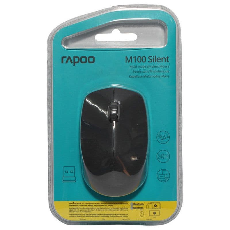 ماوس بی سیم RAPOO مدل M100 SILENT طوسی تیره