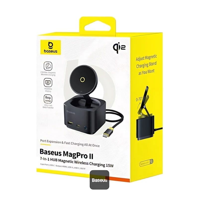 هاب 7 پورت و شارژر وایرلس باسئوس مدل Baseus MagPro Series II