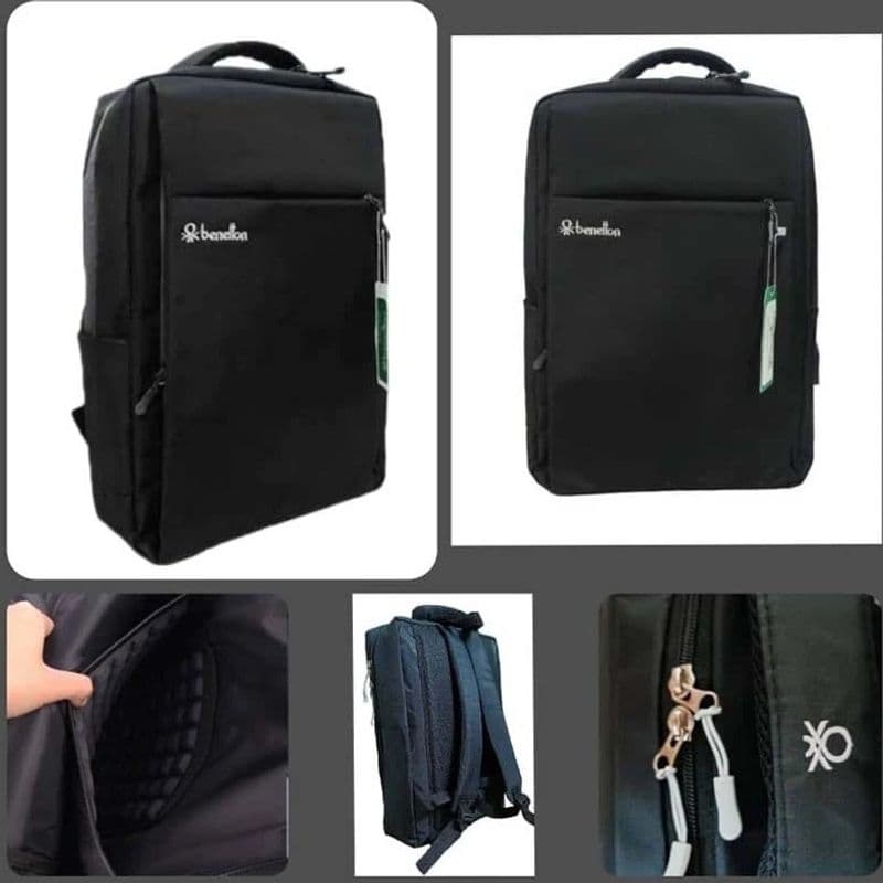 کوله پشتی لپ تاپ طرح بنتون مدل 0050 - مشکی