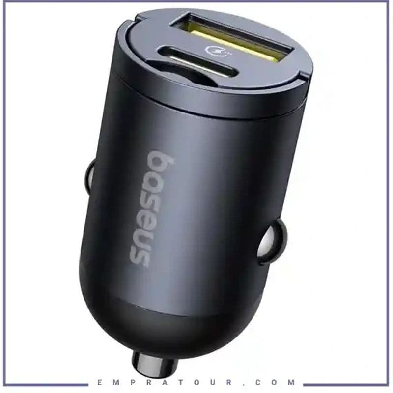 شارژر فندکی بیسوس مدل - C00035001121-02 Tiny Star Mini - GB49431 به همراه کابل تبدیل USB-C