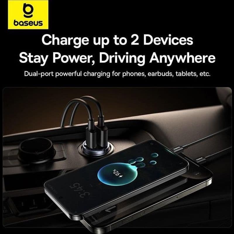 شارژر فندکی بیسوس مدل - C00035001121-02 Tiny Star Mini - GB49431 به همراه کابل تبدیل USB-C