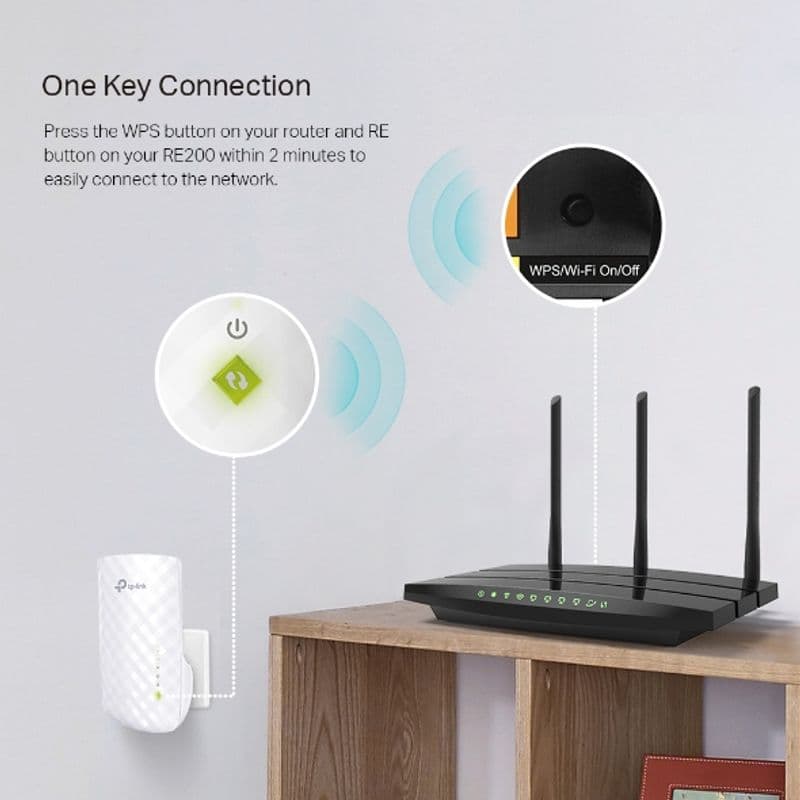 گسترش‌دهنده شبکه بی‌سیم دو بانده تی‌پی-لینک TP-LINK RE200 AC750 Wi-Fi Range Extender