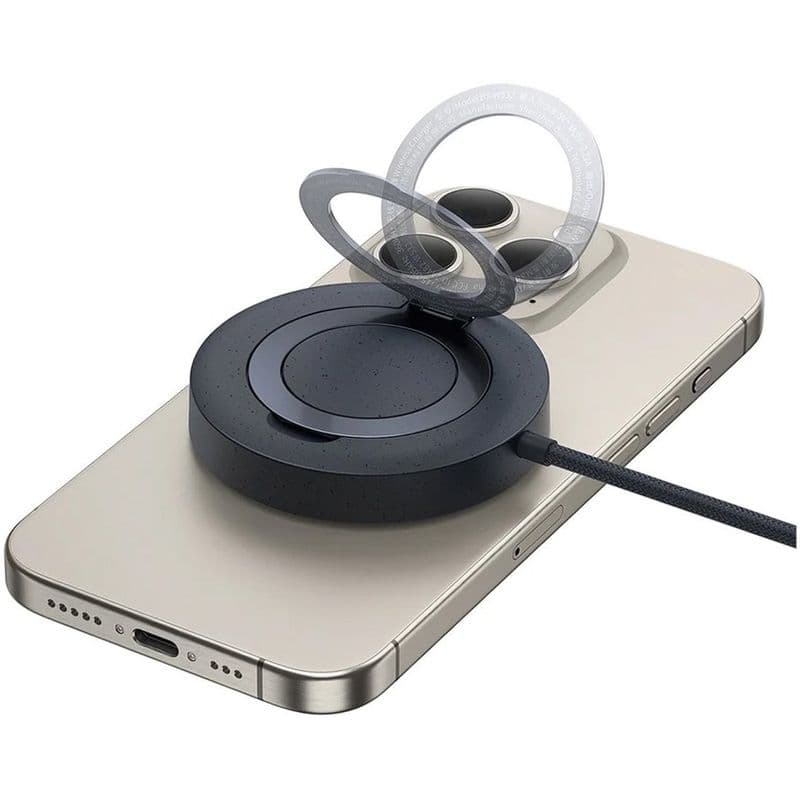 استند شارژر بی‌سیم مگنتی بیسوس Baseus Simple Mini4 Magnetic Wireless Charging Stand Qi2 15W – رنگ مشکی Cosmic Black