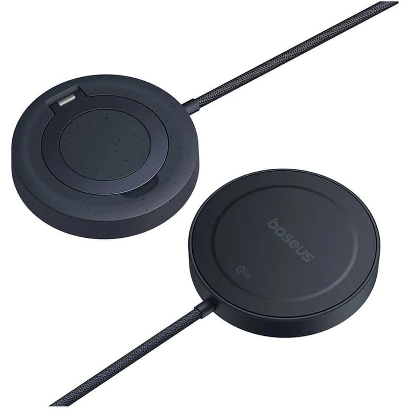 استند شارژر بی‌سیم مگنتی بیسوس Baseus Simple Mini4 Magnetic Wireless Charging Stand Qi2 15W – رنگ مشکی Cosmic Black