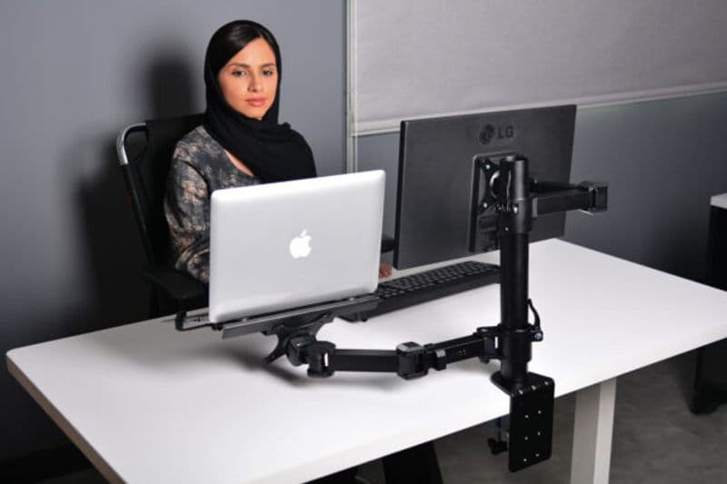 پایه مانیتور و لپتاپ دوتایی WLA005 Dual ErgoTech تحت برند ارگوتک -  اتصال به میز