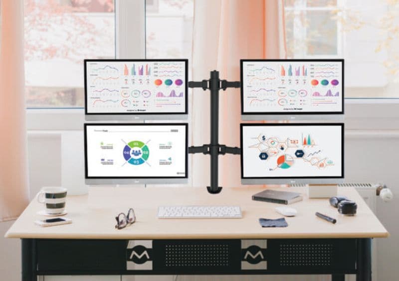 پایه مانیتور چهارتایی WLA006 Quadro ErgoTech تحت برند ارگوتک - اتصال به میز