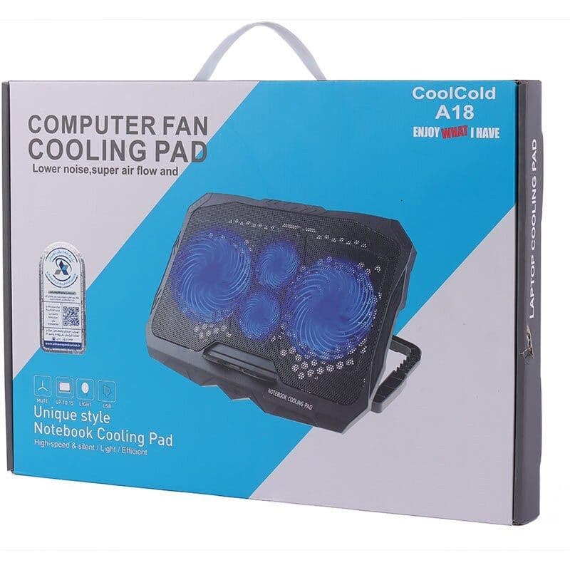 پایه خنک کننده لپ تاپ کول کلد مدل A18 با ۴ فن